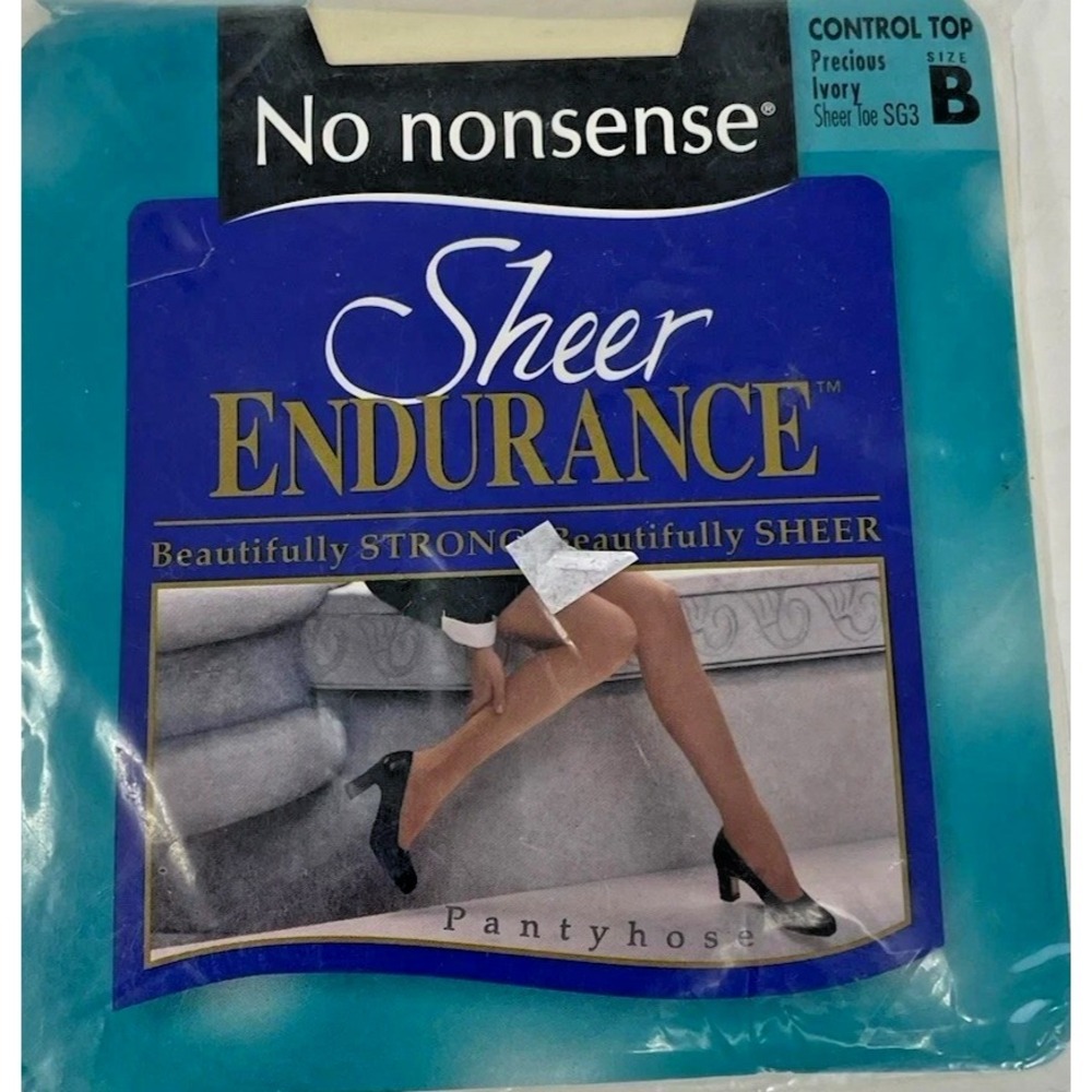 No Nonsense VTG Sheer Endurance Pantyhose Tights Sz B Precious Ivory Sheer Toe